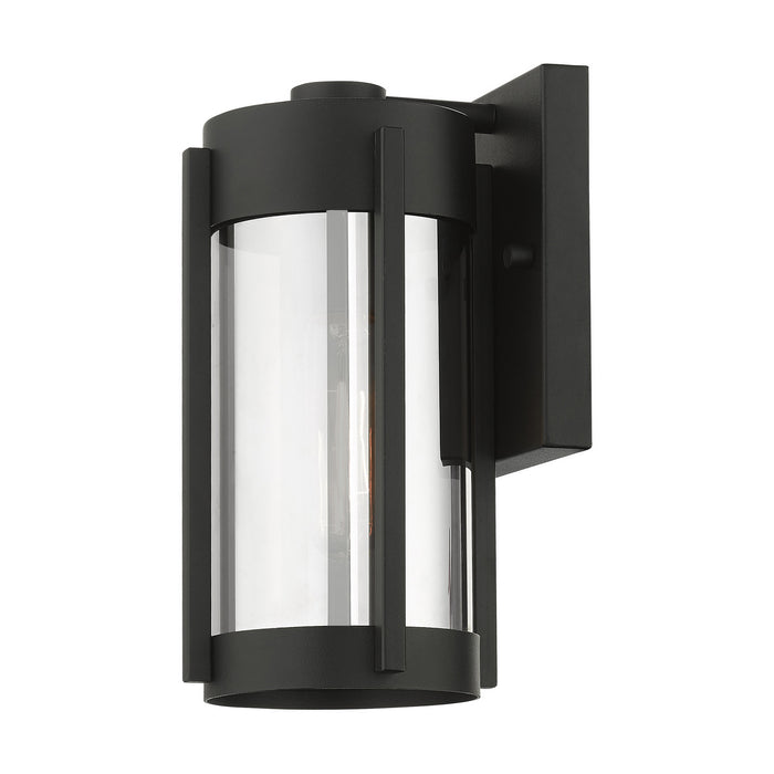 Livex Lighting 22380-04 One Light Outdoor Wall Lantern, Black w/ Brushed Nickels