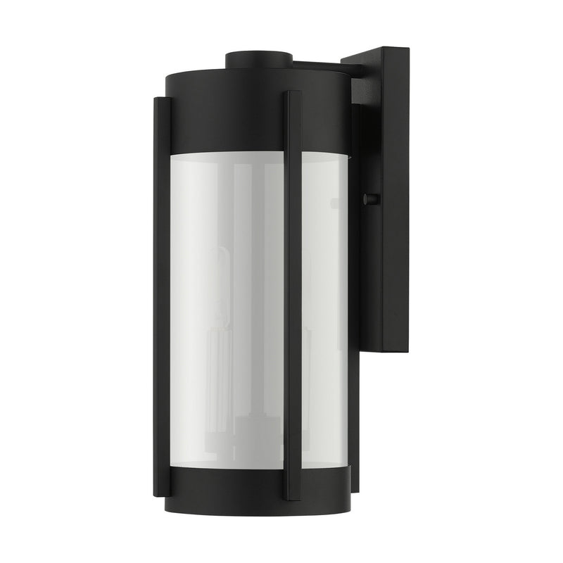 Livex Lighting 22382-04 Two Light Outdoor Wall Lantern, Black w/ Brushed Nickels