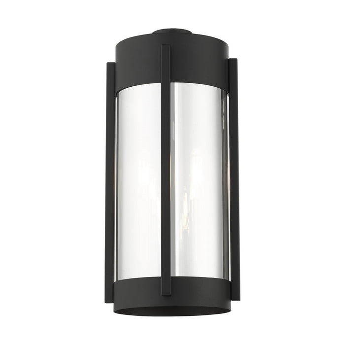 Livex Lighting 22382-04 Two Light Outdoor Wall Lantern, Black w/ Brushed Nickels