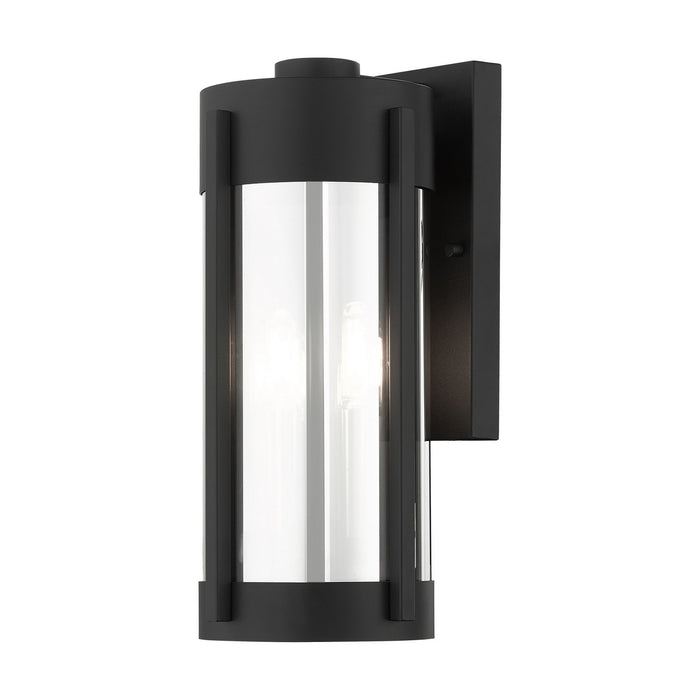 Livex Lighting 22382-04 Two Light Outdoor Wall Lantern, Black w/ Brushed Nickels
