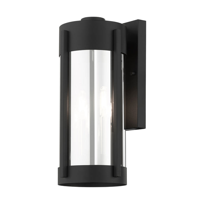 Livex Lighting 22382-04 Two Light Outdoor Wall Lantern, Black w/ Brushed Nickels