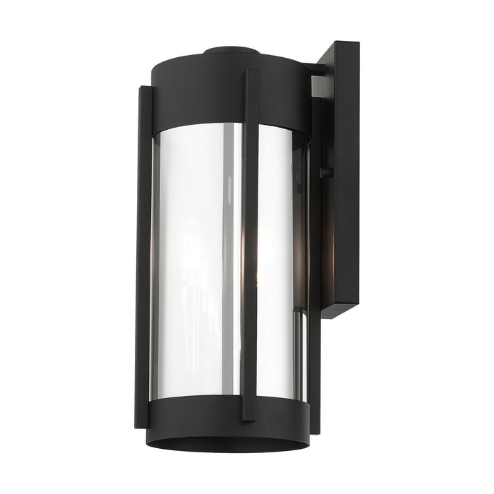 Livex Lighting 22382-04 Two Light Outdoor Wall Lantern, Black w/ Brushed Nickels