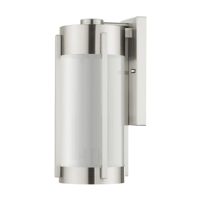 Livex Lighting 22382-91 Two Light Outdoor Wall Lantern, Brushed Nickel