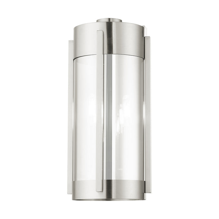 Livex Lighting 22382-91 Two Light Outdoor Wall Lantern, Brushed Nickel