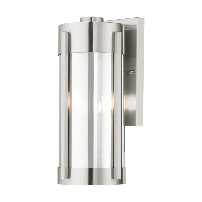 Livex Lighting 22382-91 Two Light Outdoor Wall Lantern, Brushed Nickel