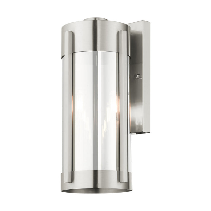 Livex Lighting 22382-91 Two Light Outdoor Wall Lantern, Brushed Nickel