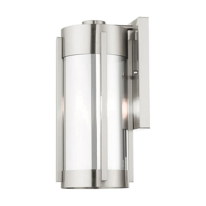 Livex Lighting 22382-91 Two Light Outdoor Wall Lantern, Brushed Nickel