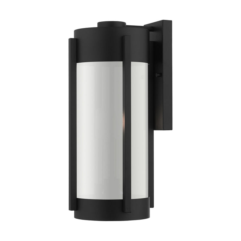 Livex Lighting 22383-04 Three Light Outdoor Wall Lantern, Black w/ Brushed Nickels