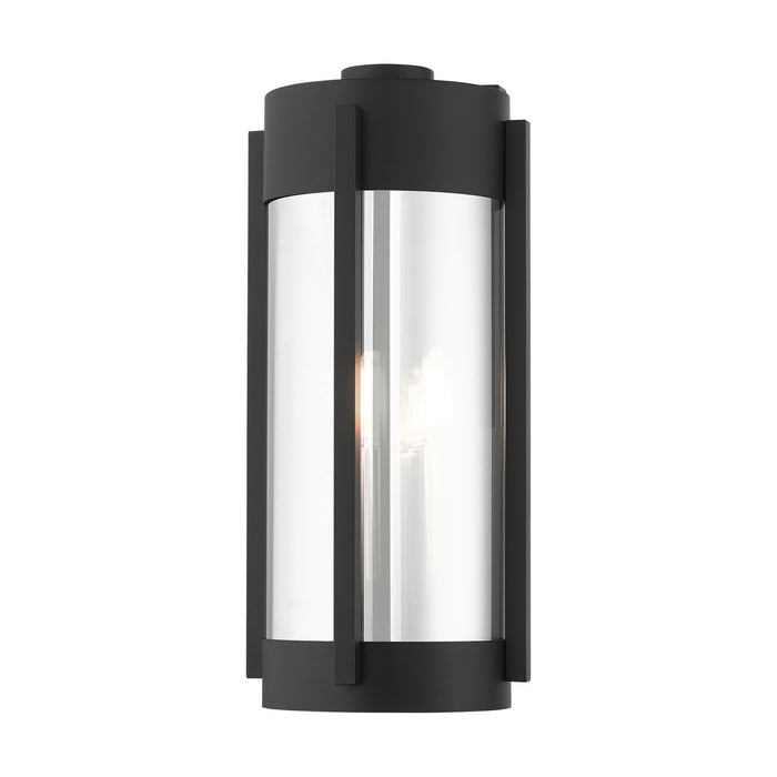 Livex Lighting 22383-04 Three Light Outdoor Wall Lantern, Black w/ Brushed Nickels
