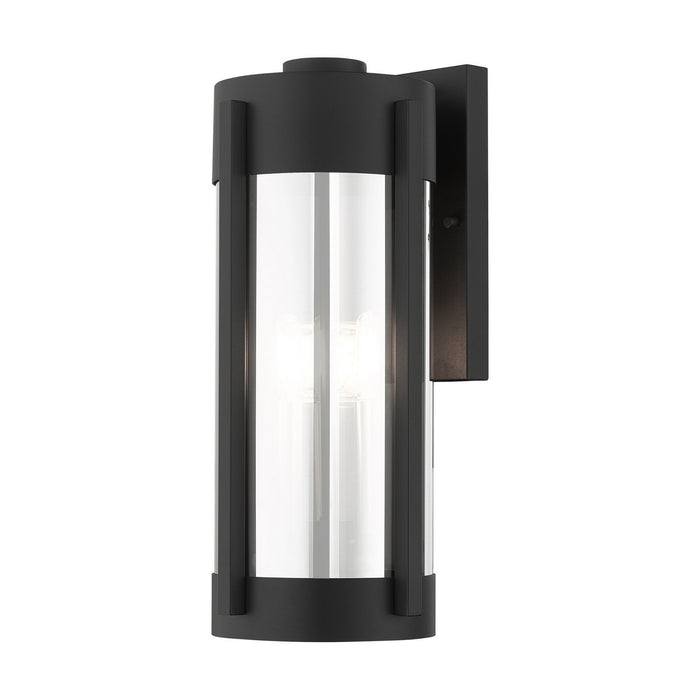 Livex Lighting 22383-04 Three Light Outdoor Wall Lantern, Black w/ Brushed Nickels
