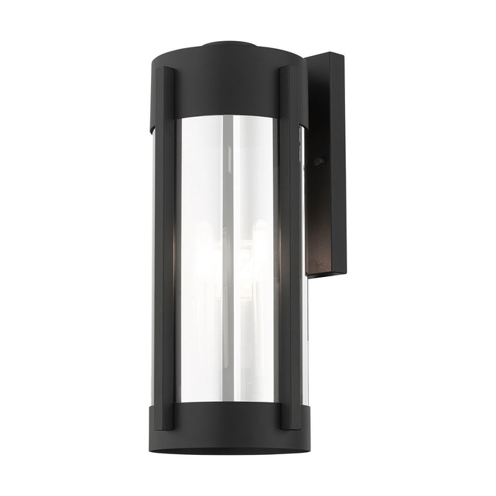 Livex Lighting 22383-04 Three Light Outdoor Wall Lantern, Black w/ Brushed Nickels