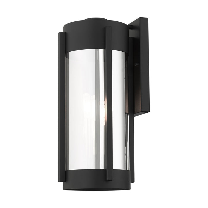 Livex Lighting 22383-04 Three Light Outdoor Wall Lantern, Black w/ Brushed Nickels