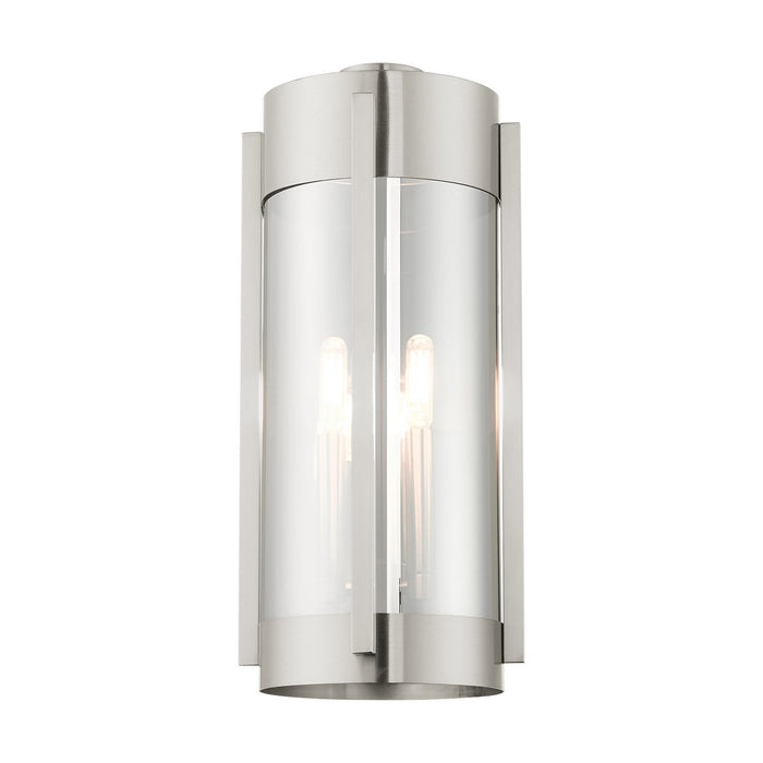 Livex Lighting 22383-91 Three Light Outdoor Wall Lantern, Brushed Nickel
