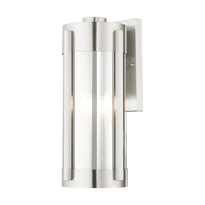 Livex Lighting 22383-91 Three Light Outdoor Wall Lantern, Brushed Nickel