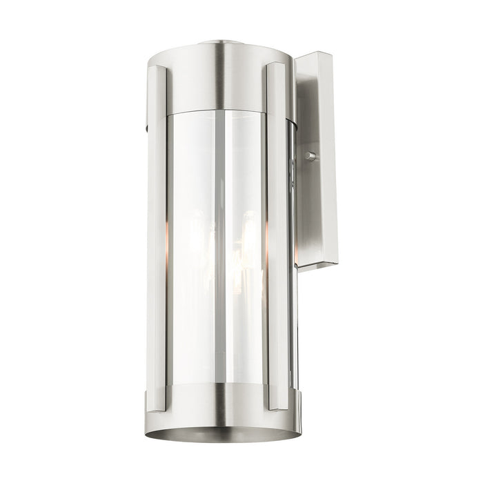 Livex Lighting 22383-91 Three Light Outdoor Wall Lantern, Brushed Nickel