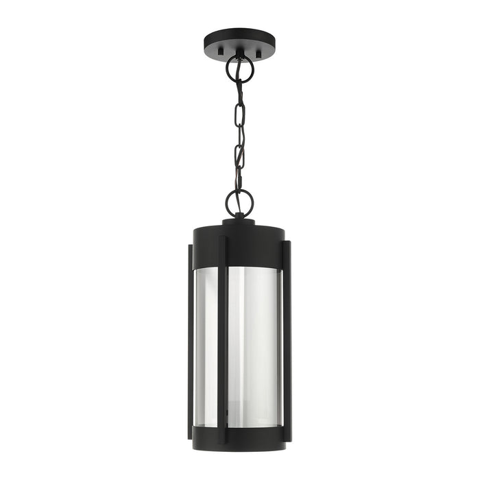 Livex Lighting 22385-04 Two Light Outdoor Pendant, Black w/ Brushed Nickels