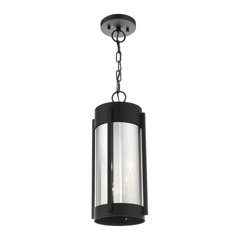 Livex Lighting 22385-04 Two Light Outdoor Pendant, Black w/ Brushed Nickels