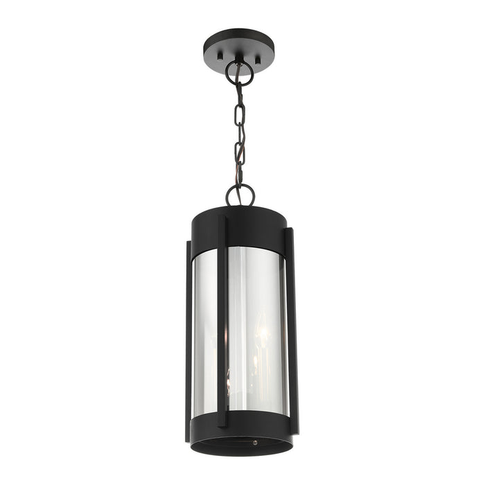Livex Lighting 22385-04 Two Light Outdoor Pendant, Black w/ Brushed Nickels