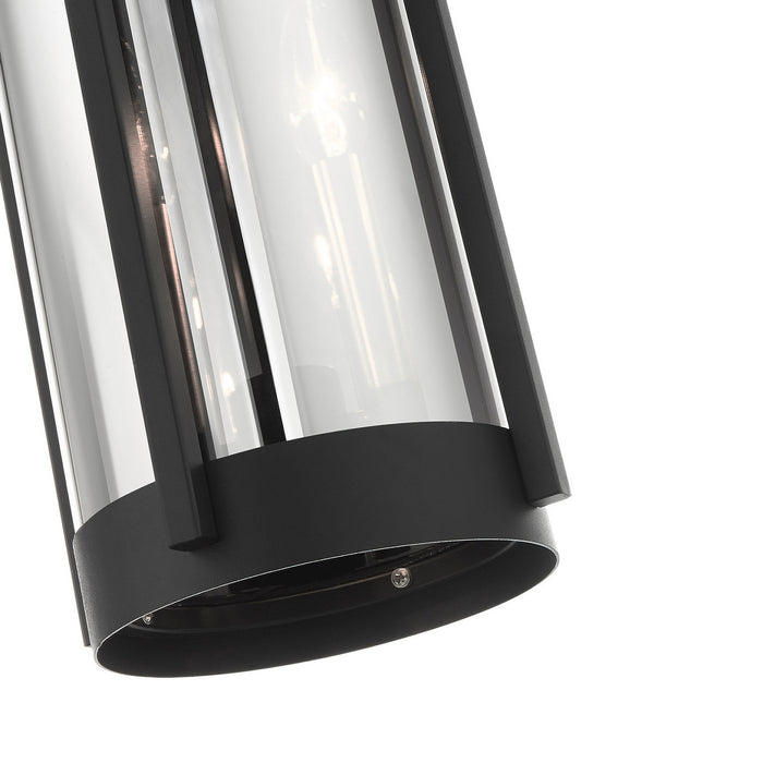 Livex Lighting 22385-04 Two Light Outdoor Pendant, Black w/ Brushed Nickels