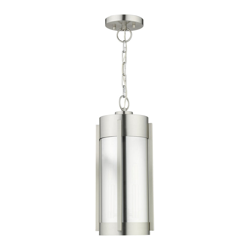 Livex Lighting 22385-91 Two Light Outdoor Pendant, Brushed Nickel