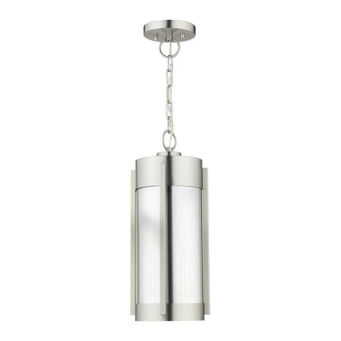 Livex Lighting 22385-91 Two Light Outdoor Pendant, Brushed Nickel