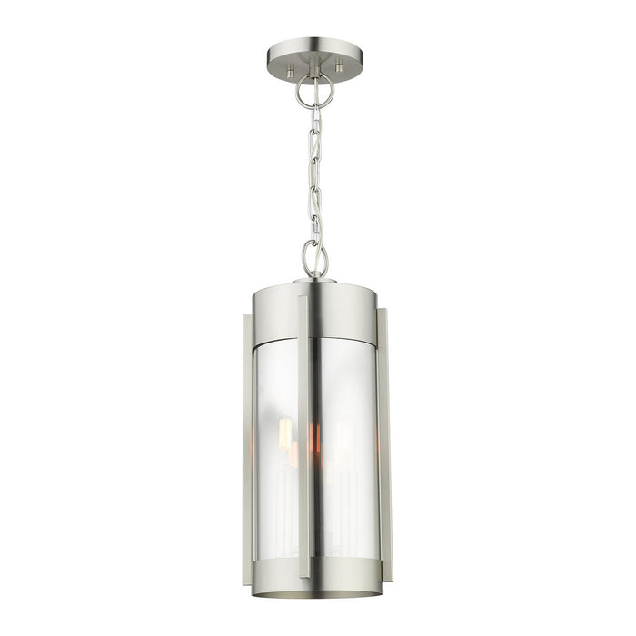 Livex Lighting 22385-91 Two Light Outdoor Pendant, Brushed Nickel