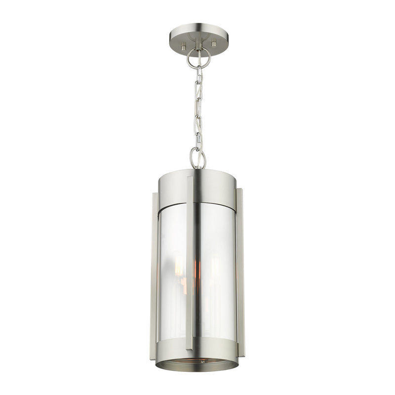 Livex Lighting 22385-91 Two Light Outdoor Pendant, Brushed Nickel