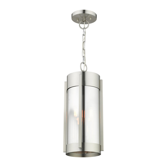 Livex Lighting 22385-91 Two Light Outdoor Pendant, Brushed Nickel
