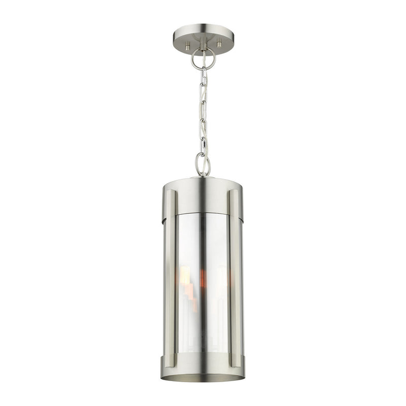 Livex Lighting 22385-91 Two Light Outdoor Pendant, Brushed Nickel
