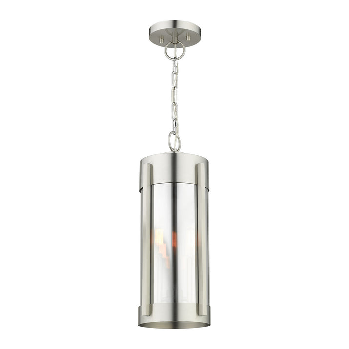 Livex Lighting 22385-91 Two Light Outdoor Pendant, Brushed Nickel