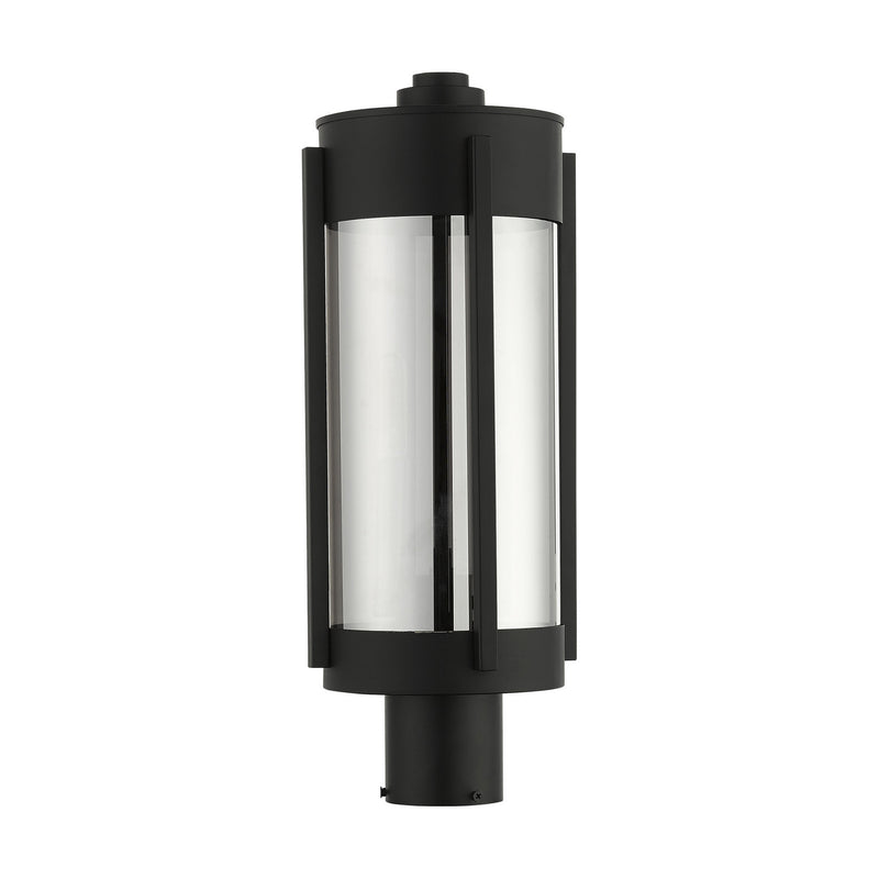 Livex Lighting 22386-04 Two Light Outdoor Post Top Lantern, Black w/ Brushed Nickels