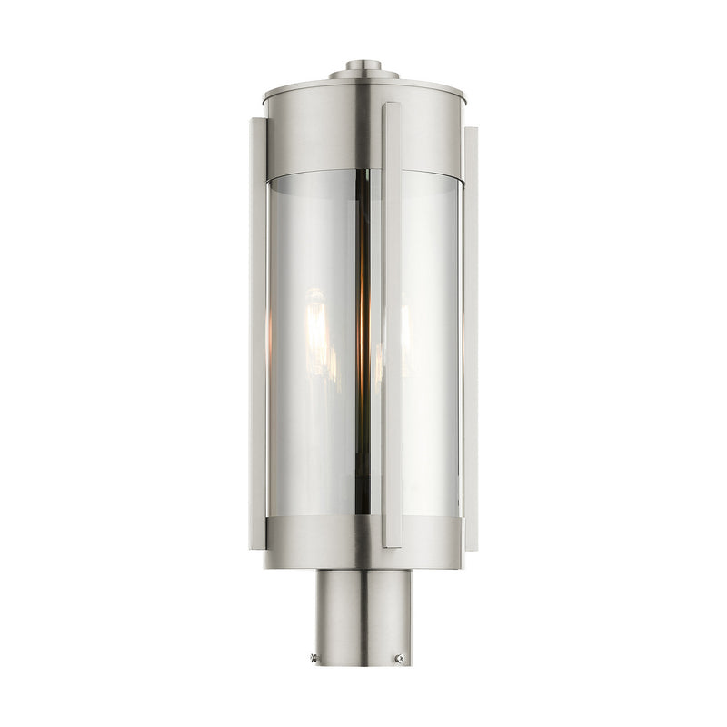 Livex Lighting 22386-91 Two Light Outdoor Post Top Lantern, Brushed Nickel
