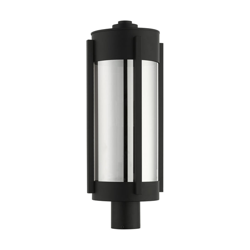 Livex Lighting 22387-04 Three Light Outdoor Post Top Lantern, Black w/ Brushed Nickels