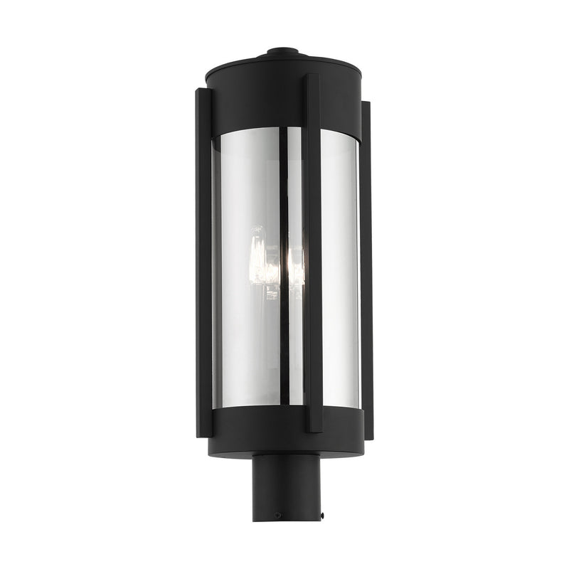 Livex Lighting 22387-04 Three Light Outdoor Post Top Lantern, Black w/ Brushed Nickels