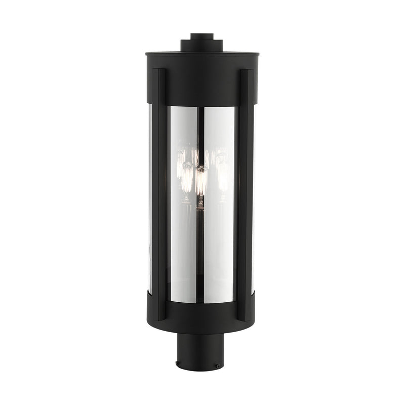 Livex Lighting 22387-04 Three Light Outdoor Post Top Lantern, Black w/ Brushed Nickels