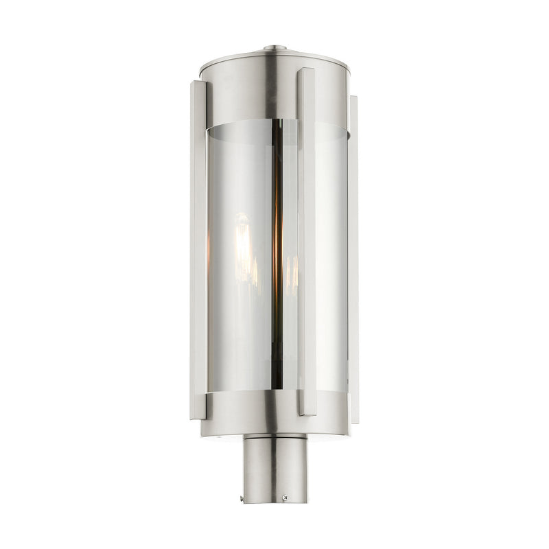 Livex Lighting 22387-91 Three Light Outdoor Post Top Lantern, Brushed Nickel