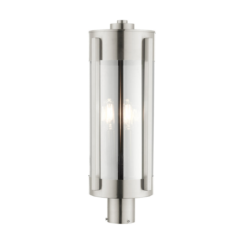 Livex Lighting 22387-91 Three Light Outdoor Post Top Lantern, Brushed Nickel