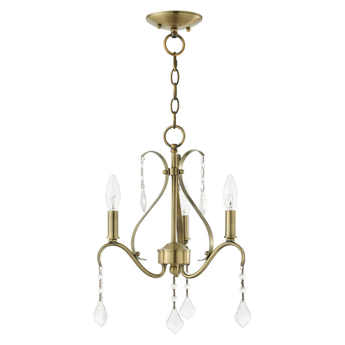 Livex Lighting 40843-01 Three Light Chandelier, Antique Brass