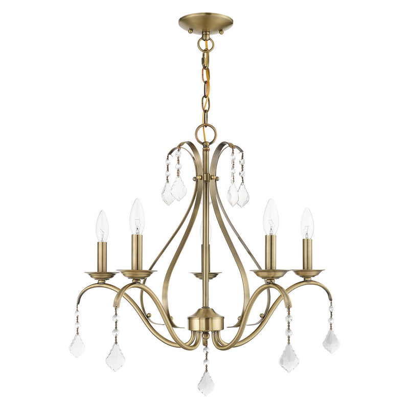 Livex Lighting 40845-01 Five Light Chandelier, Antique Brass