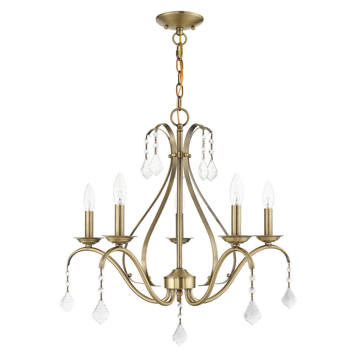 Livex Lighting 40845-01 Five Light Chandelier, Antique Brass