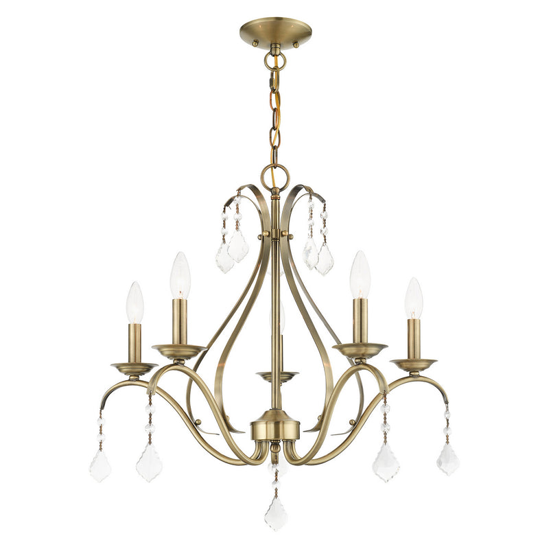 Livex Lighting 40845-01 Five Light Chandelier, Antique Brass