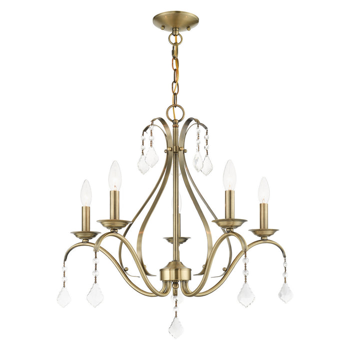 Livex Lighting 40845-01 Five Light Chandelier, Antique Brass
