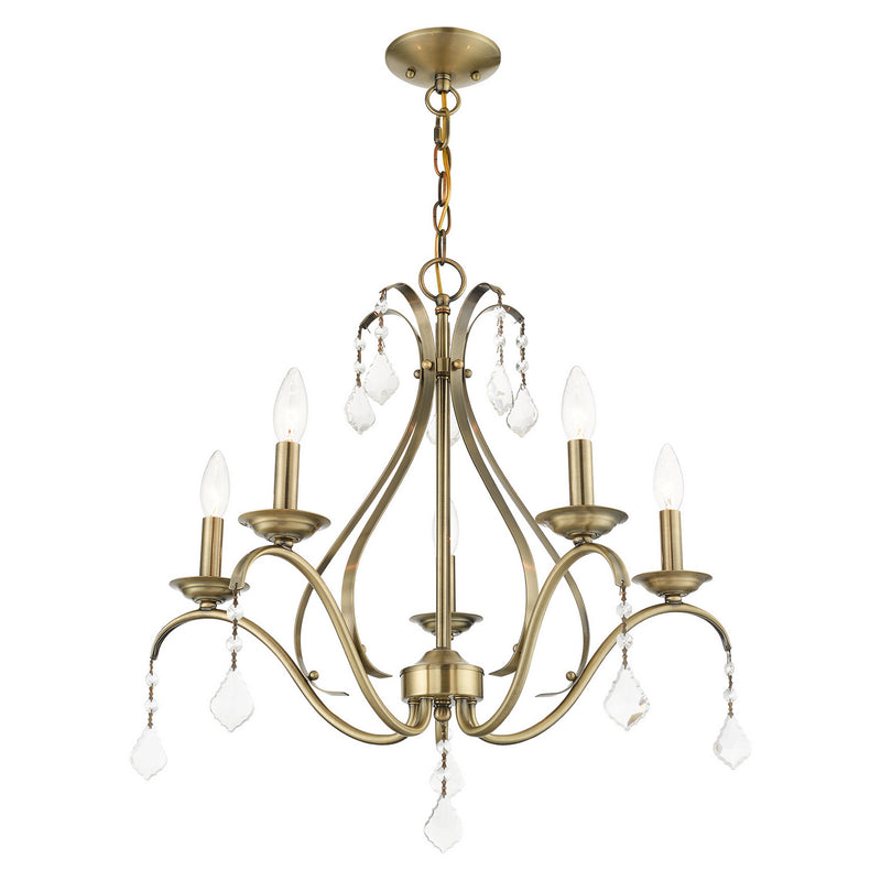 Livex Lighting 40845-01 Five Light Chandelier, Antique Brass