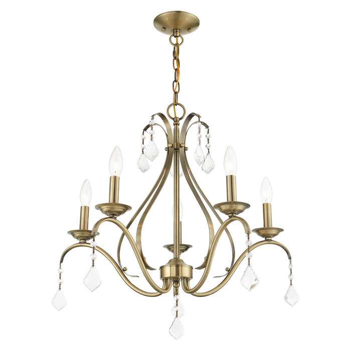 Livex Lighting 40845-01 Five Light Chandelier, Antique Brass