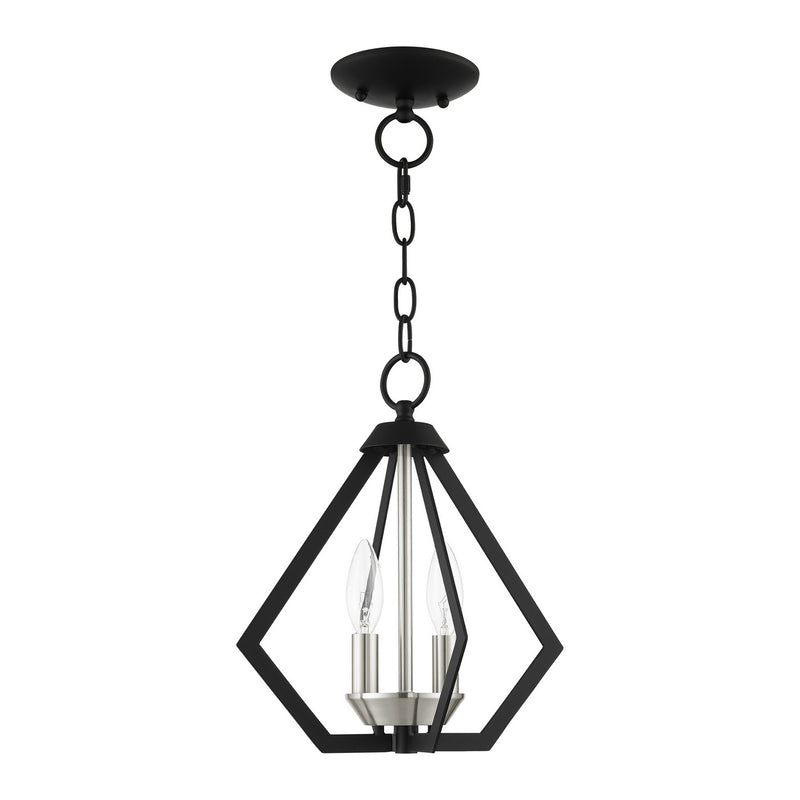 Livex Lighting 40922-04 Two Light Convertible Semi Flush/Pendant, Black w/ Brushed Nickel Cluster