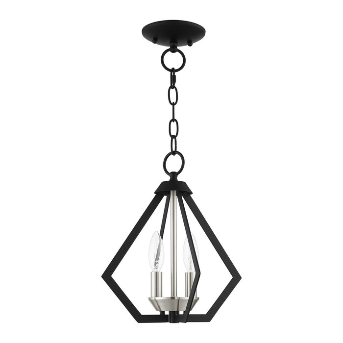 Livex Lighting 40922-04 Two Light Convertible Semi Flush/Pendant, Black w/ Brushed Nickel Cluster