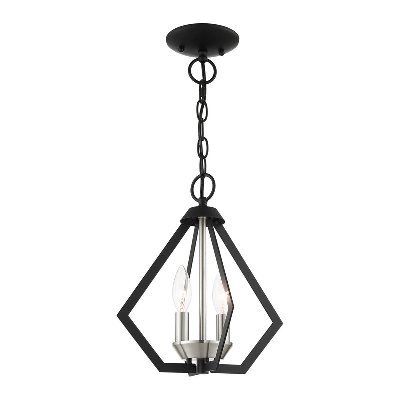Livex Lighting 40922-04 Two Light Convertible Semi Flush/Pendant, Black w/ Brushed Nickel Cluster