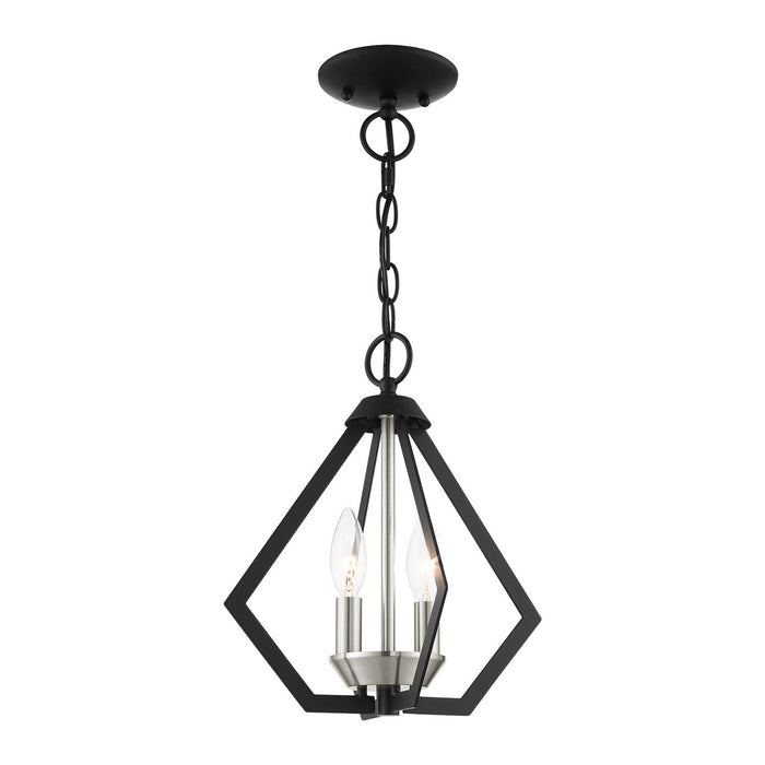 Livex Lighting 40922-04 Two Light Convertible Semi Flush/Pendant, Black w/ Brushed Nickel Cluster
