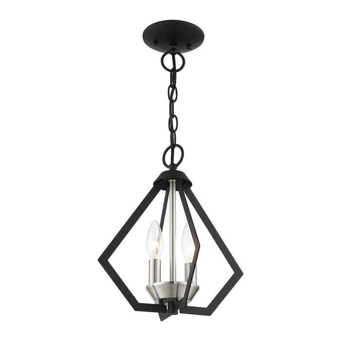 Livex Lighting 40922-04 Two Light Convertible Semi Flush/Pendant, Black w/ Brushed Nickel Cluster