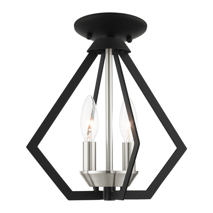 Livex Lighting 40922-04 Two Light Convertible Semi Flush/Pendant, Black w/ Brushed Nickel Cluster